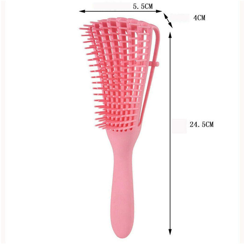 Pink European and American Octopus multifunctional hair comb with flexible bristles and ergonomic handle