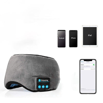 Bluetooth sleep eye mask with wireless connectivity, compatible with Android, iPhone, and iPad.