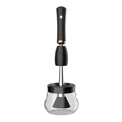 Makeup Brush Cleaning Machine Electric Scrubber with silicone brush and portable plastic handle.