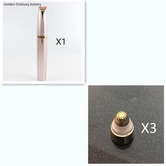 Flawlessly Brows Electric Eyebrow Remover with gold-plated hypoallergenic head and built-in LED light.