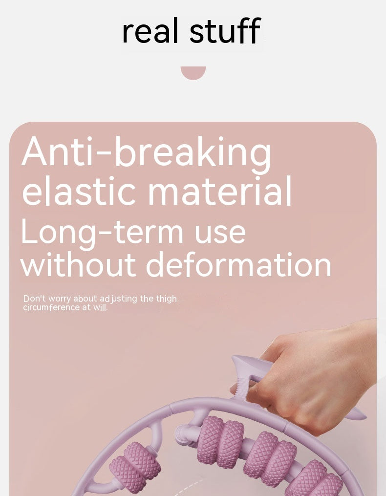 hand holding purple leg massager circular made of anti-breaking elastic material for long-term use without deformation
