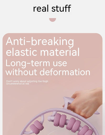 hand holding purple leg massager circular made of anti-breaking elastic material for long-term use without deformation