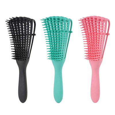 European and American Octopus multifunctional hair combs in black, green, and pink colors made of ABS rubber material