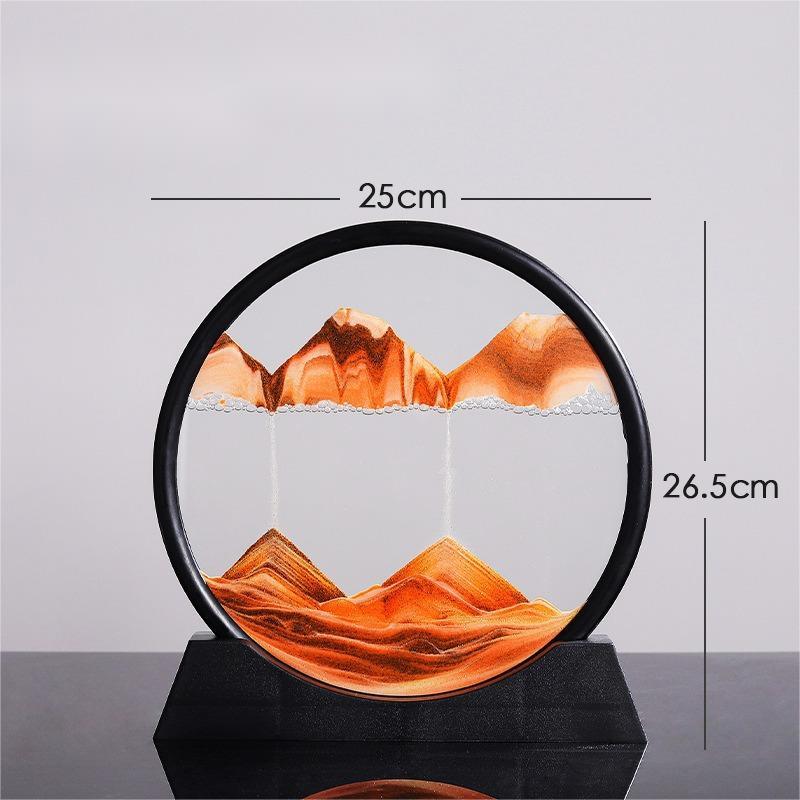 Quicksand painting hourglass ornament with changing sand scenery in a polished glass design.