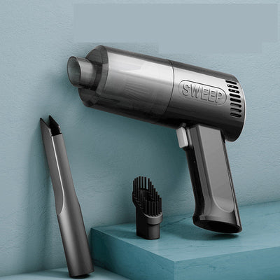 Dual purpose vacuum cleaner for wet and dry small car, featuring portable design, ABS+PP plastic, and dual-use for car and home.