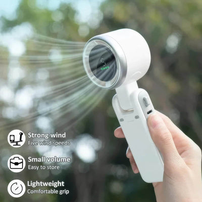 Portable handheld folding mini fan with Type-C input interface and strong wind speed