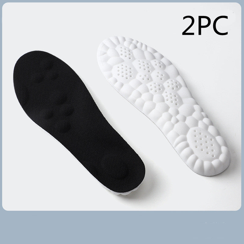 Sports insole pair, black and white, suitable for various shoe types.