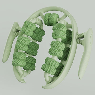 Light green Leg Massager Circular with textured rollers and ergonomic handles for beauty and slimming massage