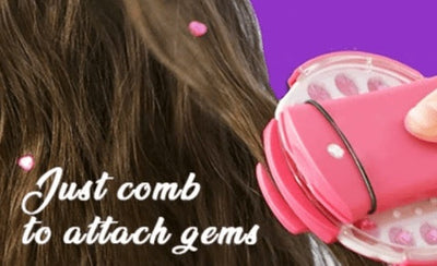 Nail Rig Girl Play House Sticker toy combing gems into hair.