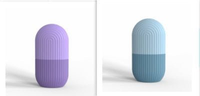 Silicone ice cube tray mold in purple and blue for facial massage and skin care.