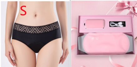 Warm Heart Heating Belt menstrual pain relief device with pink heating pad and USB charger in gift box