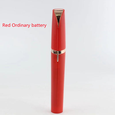 Flawlessly Brows Electric Eyebrow Remover with red casing and gold accents.