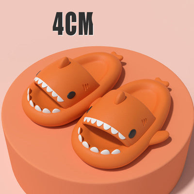 Orange adult's shark cartoon slippers with 4cm sole, indoor and outdoor use, made of soft EVA material