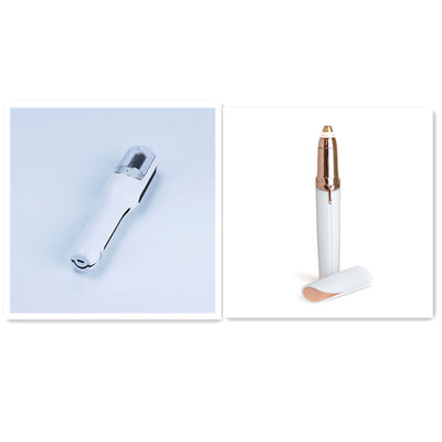 Flawlessly Brows Electric Eyebrow Remover with 18-karat gold plated head and LED light.