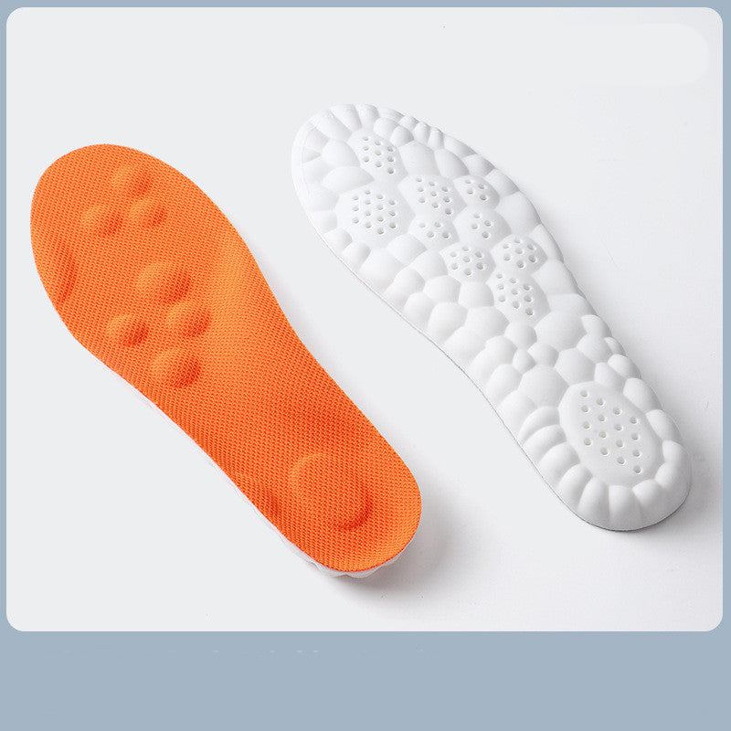 Sports insole in orange and white with textured surface for comfort.