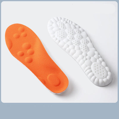 Sports insole in orange and white with textured surface for comfort.