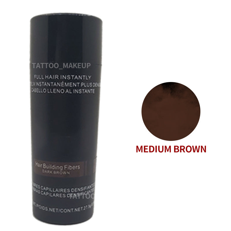 Hair Bun Powder hair fiber in medium brown for voluminous styles and hair thickening