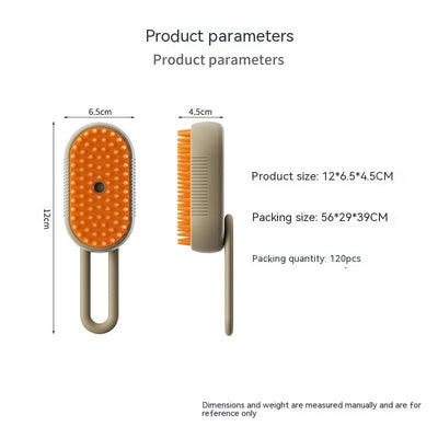 3-in-1 electric pet hair brush with steam spray and soft silicone bristles for grooming cats and dogs