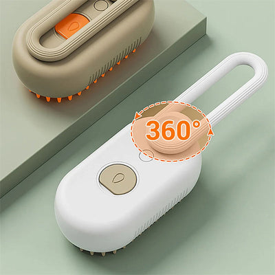 3-in-1 electric pet hair brush with steam spray and soft silicone bristles for grooming and hair removal