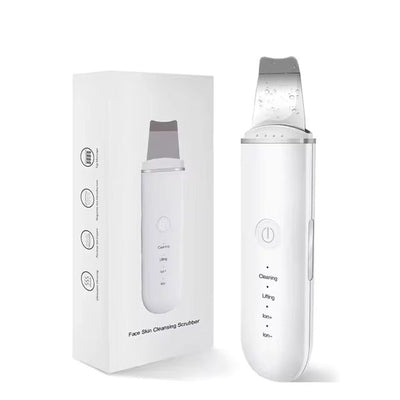 Ultrasonic blackhead remover device with sleek white design for deep pore cleansing and skin rejuvenation