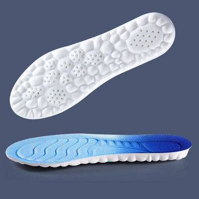 Sports insole in blue and white for comfort and support.
