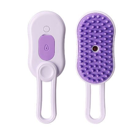 3-in-1 electric pet hair brush with steam spray and silicone bristles for grooming and hair removal