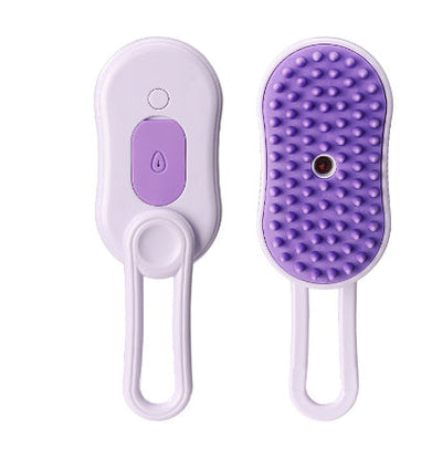3-in-1 electric pet hair brush with steam spray and silicone bristles for grooming and hair removal
