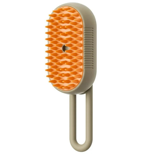 3-in-1 electric pet hair brush with steam spray and soft silicone bristles for grooming cats and dogs