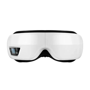Bluetooth Eye Massager with built-in music, soothing vibrations, and sleek design.